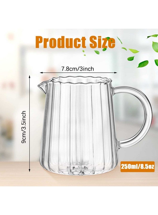 Leinuosen 2 Pcs Glass Pitcher Elegant Shaped Glass Creamer Pitcher Glass Tea Pitcher Coffee Milk Creamer Pitcher Creative Milk Frothing Pitcher Milk Frother Cup Creamer Jug (Wave Style,250 ml) - Image 2