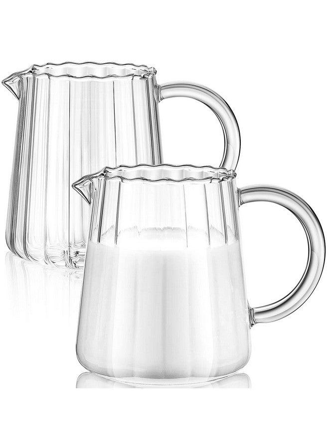 Leinuosen 2 Pcs Glass Pitcher Elegant Shaped Glass Creamer Pitcher Glass Tea Pitcher Coffee Milk Creamer Pitcher Creative Milk Frothing Pitcher Milk Frother Cup Creamer Jug (Wave Style,250 ml) - Image 1