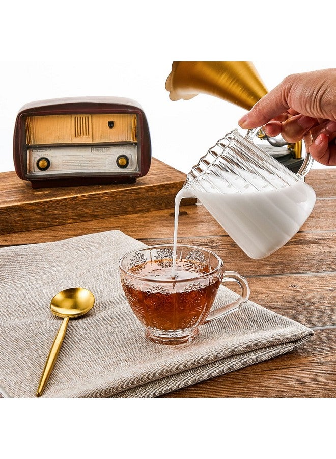 Leinuosen 2 Pcs Glass Pitcher Elegant Shaped Glass Creamer Pitcher Glass Tea Pitcher Coffee Milk Creamer Pitcher Creative Milk Frothing Pitcher Milk Frother Cup Creamer Jug (Wave Style,250 ml) - Image 4