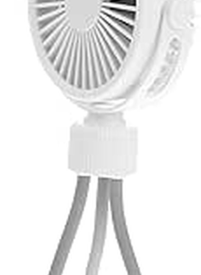 Portable Clip On Stroller Fan USB Rechargeable 3 Speed Flexible Tripod White Ivory - Image 1