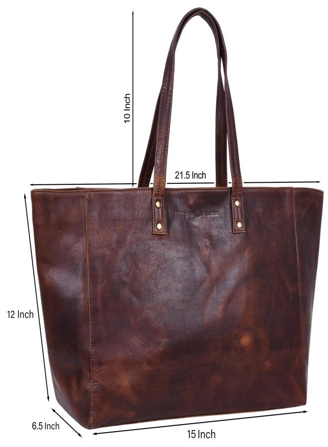 ANTONIO VALERIA Avery Pull Up Brown Leather Tote/Top Handle Shoulder Bag for Women - Image 2