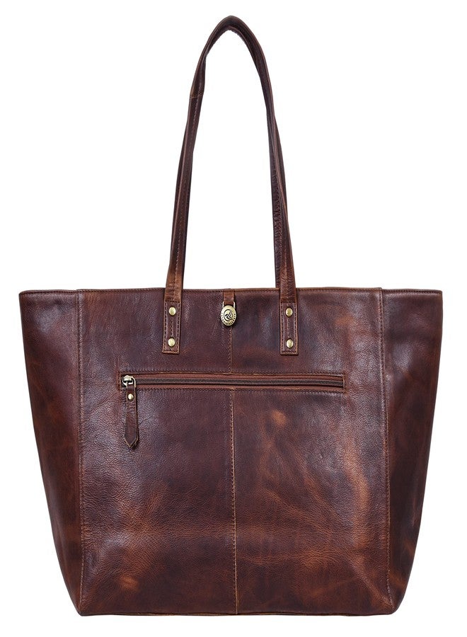 ANTONIO VALERIA Avery Pull Up Brown Leather Tote/Top Handle Shoulder Bag for Women - Image 3