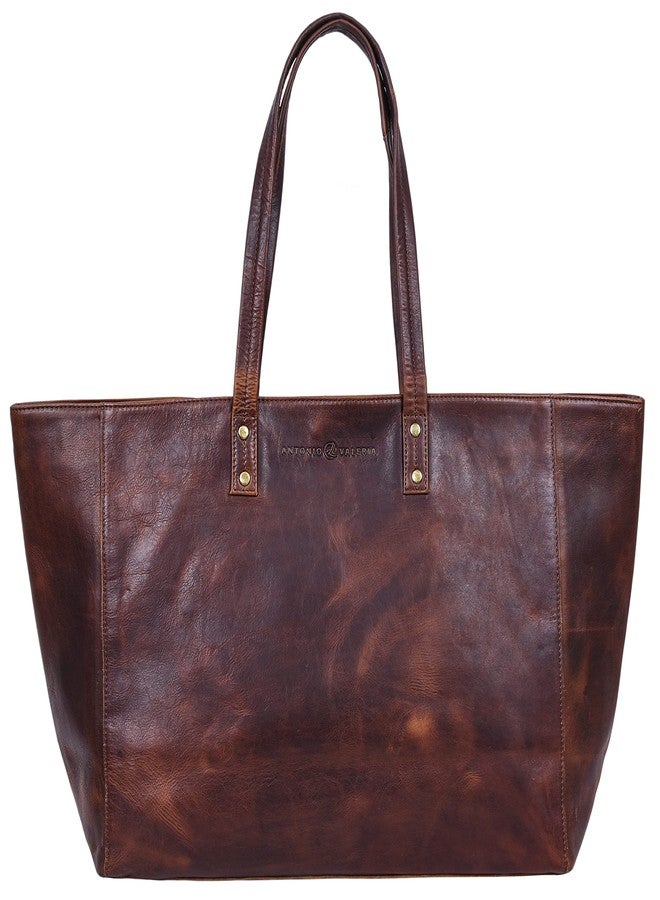 ANTONIO VALERIA Avery Pull Up Brown Leather Tote/Top Handle Shoulder Bag for Women - Image 5