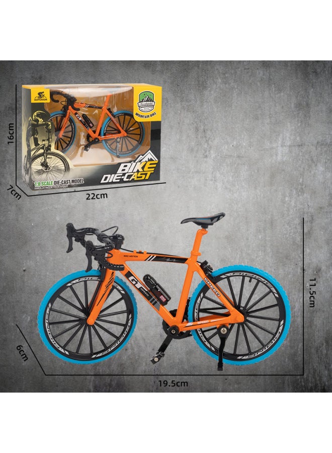 Alloy Bicycle Model Simulation Mountain Bike Speed Drop Car Road Bike Bicycle Ornaments Gift Toys Cross-border-Color: Curved Handle Road Bike (orange)  - Image 1