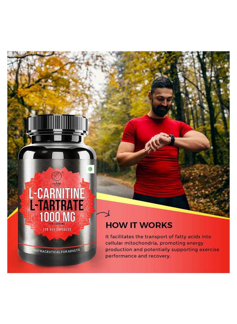 noble nature - L-Carnitine L-Tartrate - 1000 MG - 120 Veg Capsules - Helps Boost Energy and Enhance Muscle Recovery for Improved Performance - Image 1