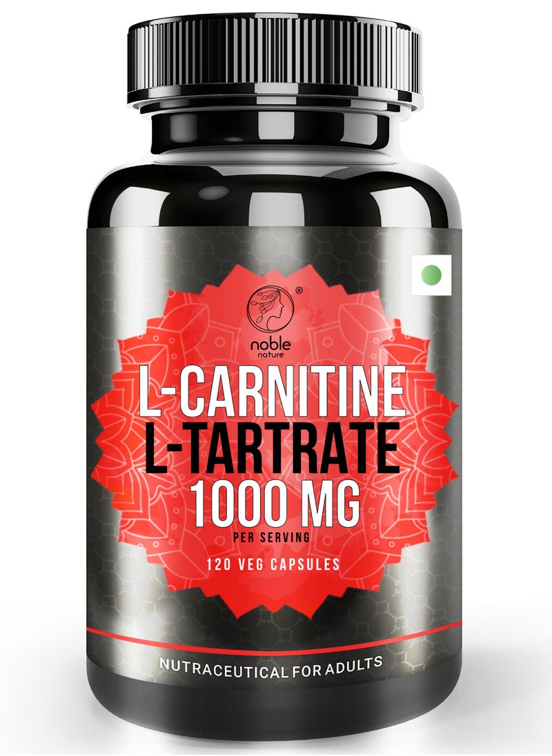 noble nature L-Carnitine L-Tartrate - 1000 MG - 120 Veg Capsules - Helps Boost Energy and Enhance Muscle Recovery for Improved Performance  - Image 1