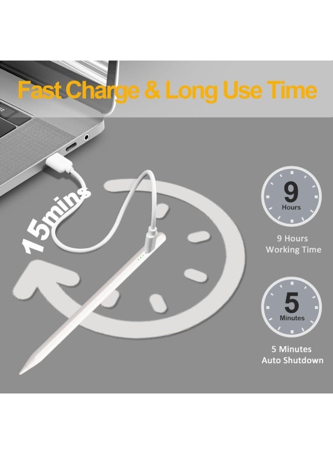 Stylus Pencil for iPad (2018–2025) – Fast Charging, Palm Rejection & Tilt Sensitivity – Magnetic USB-C Pen for Writing & Drawing – Compatible with iPad 6th–11th Gen, Air M2/M3, Pro M4/M5, Mini 5th–7th - Image 2