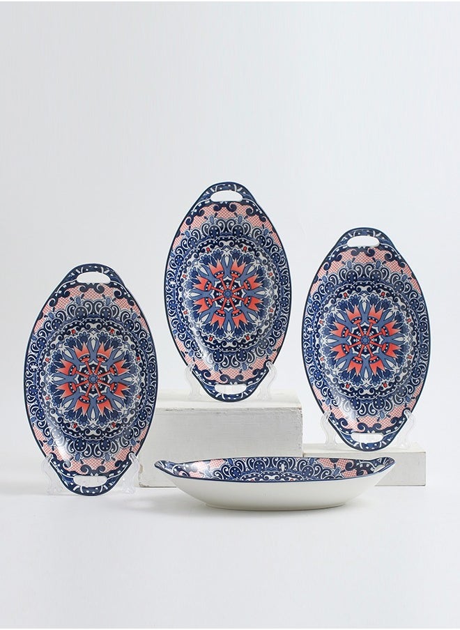 Shuer 4-Piece Hand Painted Dinner Plates Multicolour 27.8x16x5cm  - Image 1
