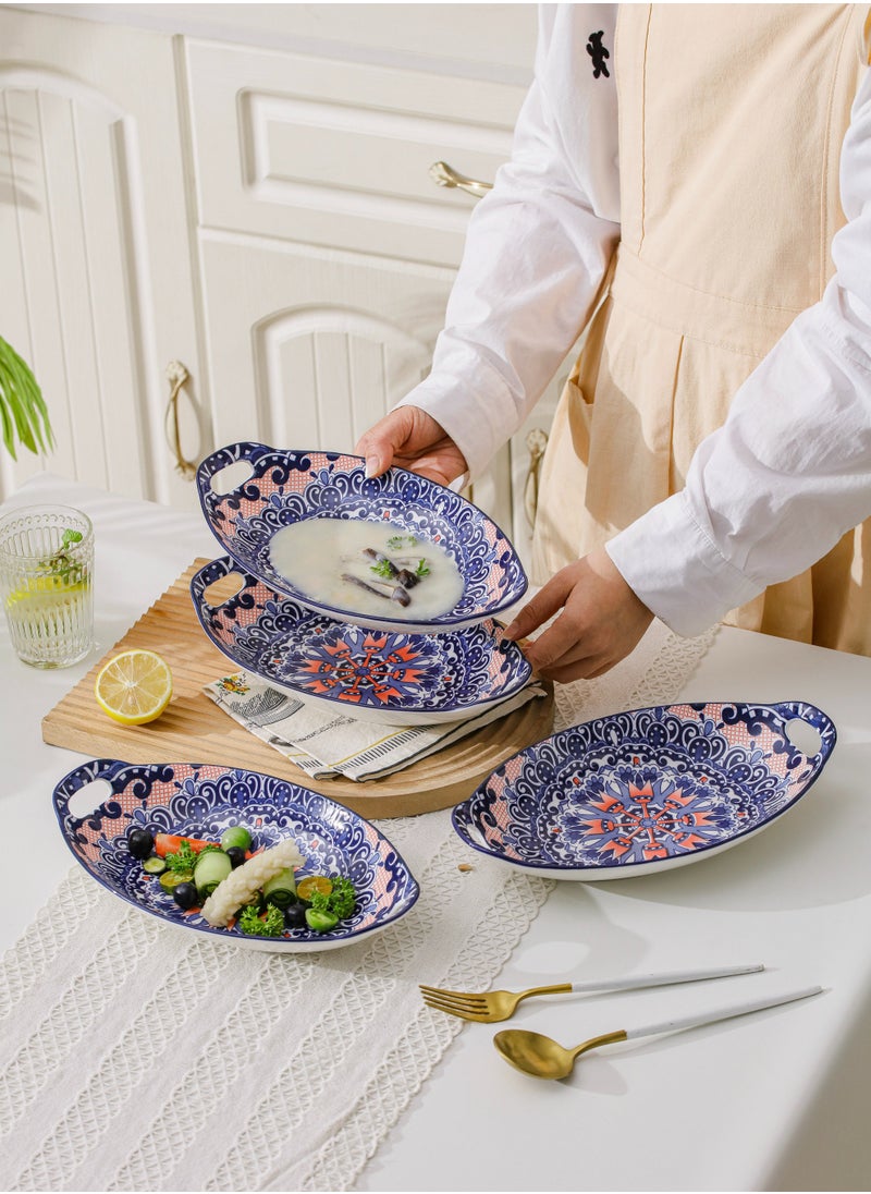 Shuer 4-Piece Hand Painted Dinner Plates Multicolour 27.8x16x5cm  - Image 4