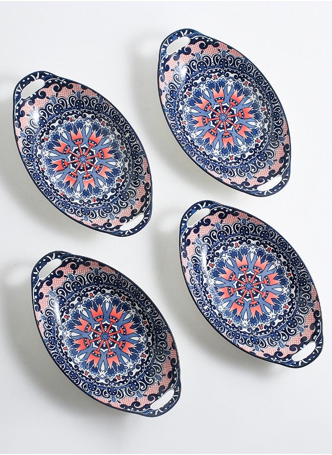 Shuer 4-Piece Hand Painted Dinner Plates Multicolour 27.8x16x5cm  - Image 2