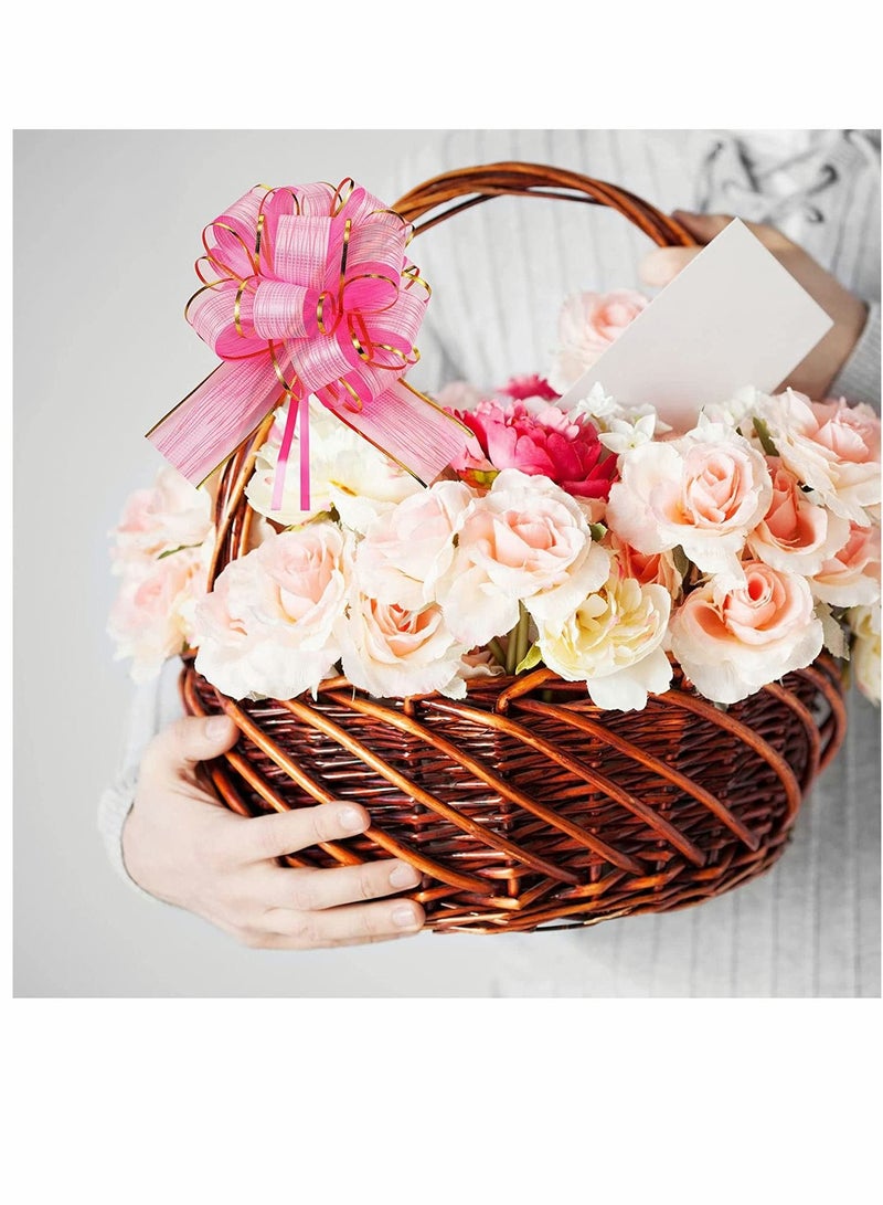 SYOSI Pull Bow Wrapping, Ribbon Pull Bows, for Wedding Baskets, Multicolor Ribbon Bow to Wrap Box or Floral Decoration, 6 Inches Diameter, 20 Pieces (Pink) - Image 2