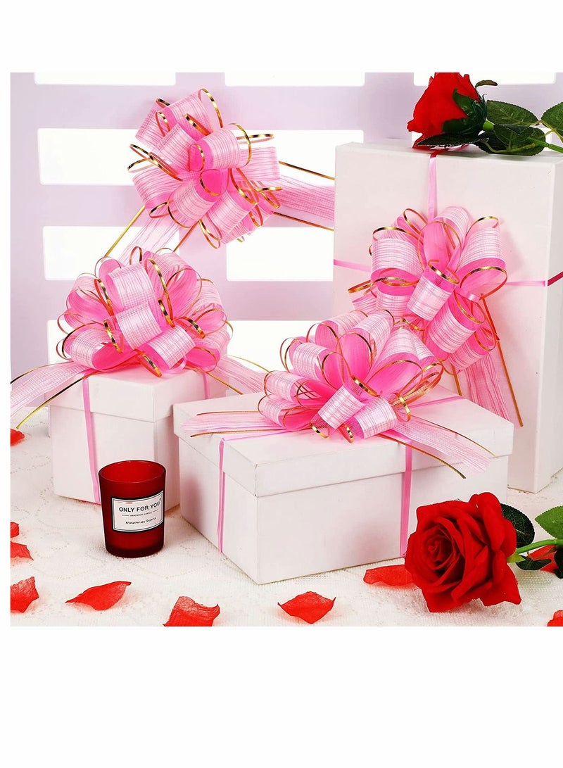 SYOSI Pull Bow Wrapping, Ribbon Pull Bows, for Wedding Baskets, Multicolor Ribbon Bow to Wrap Box or Floral Decoration, 6 Inches Diameter, 20 Pieces (Pink) - Image 3