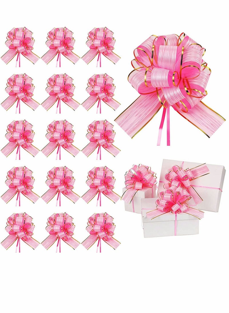 SYOSI Pull Bow Wrapping, Ribbon Pull Bows, for Wedding Baskets, Multicolor Ribbon Bow to Wrap Box or Floral Decoration, 6 Inches Diameter, 20 Pieces (Pink) - Image 1