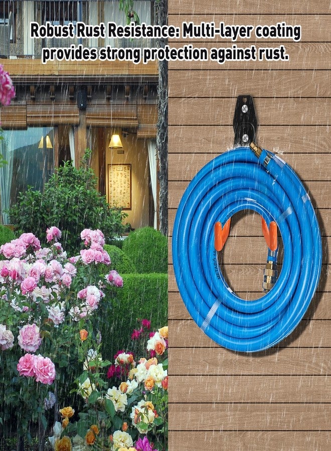 KURUI Heavy Duty Wall Hook for Tool/Water Hose, Garden Hose Holder Wall Mount for Indoors Outside, 2 Pack Garage Storage Hanger for Hanging Shovel/Ladder/Extension Cord, Metal Utility Hook Organizer - Image 2