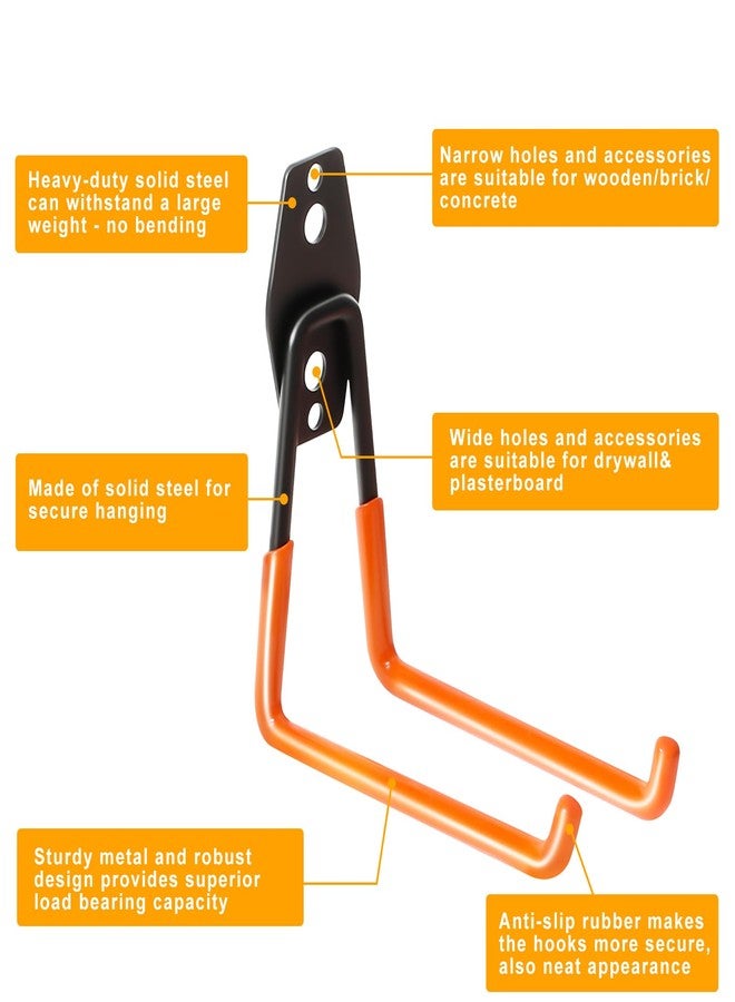 KURUI Heavy Duty Wall Hook for Tool/Water Hose, Garden Hose Holder Wall Mount for Indoors Outside, 2 Pack Garage Storage Hanger for Hanging Shovel/Ladder/Extension Cord, Metal Utility Hook Organizer - Image 5