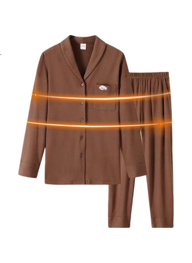 Your Sun Comfortable And Cool 100% Cotton Women'S Long Sleeve Cardigan Pajamas With Long Pants Home Wear Set For Couples - Image 2