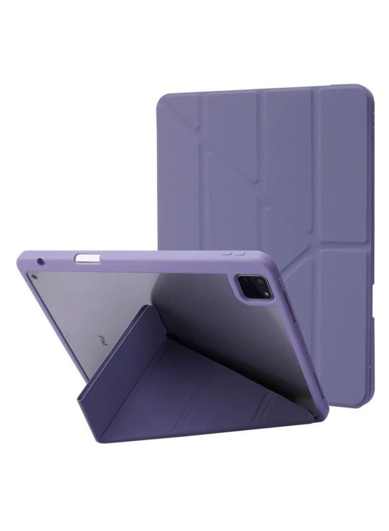Case for iPad Pro 13-Inch M4 (2024) with Pencil Holder, 5-in-1 Multiple Viewing Angles, Soft Clear Back Cover, Auto Wake/Sleep, (Blue Gray) - Image 1