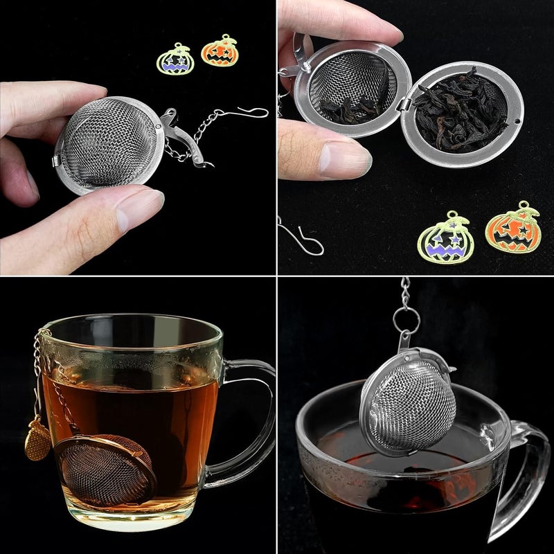 YOIYINI Halloween Stainless Steel Mesh Tea Infuser, 2.1 inch Tea Ball with Pumpkin Ornaments Tea Strainer Tea Diffuser Tea Steeper for Filtering Tea,Tea Infusers for Loose Tea (Halloween Pumpkin, 2PC) - Image 3