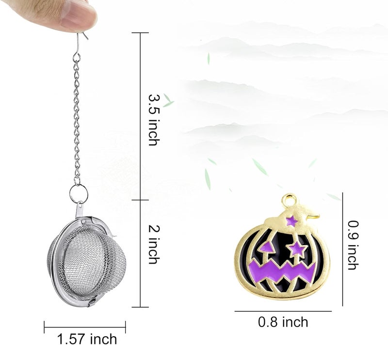 YOIYINI Halloween Stainless Steel Mesh Tea Infuser, 2.1 inch Tea Ball with Pumpkin Ornaments Tea Strainer Tea Diffuser Tea Steeper for Filtering Tea,Tea Infusers for Loose Tea (Halloween Pumpkin, 2PC) - Image 2