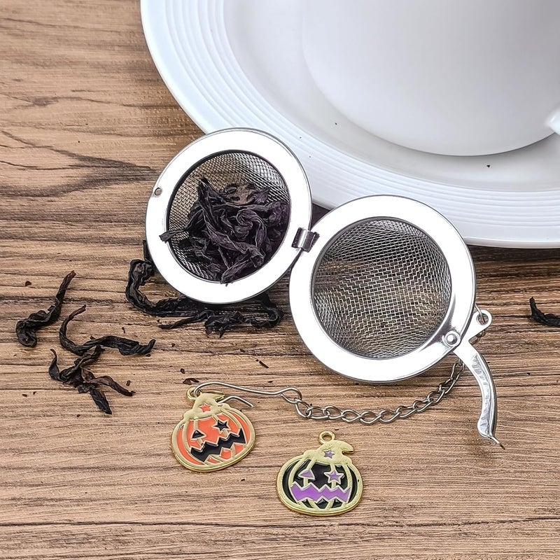 YOIYINI Halloween Stainless Steel Mesh Tea Infuser, 2.1 inch Tea Ball with Pumpkin Ornaments Tea Strainer Tea Diffuser Tea Steeper for Filtering Tea,Tea Infusers for Loose Tea (Halloween Pumpkin, 2PC) - Image 4