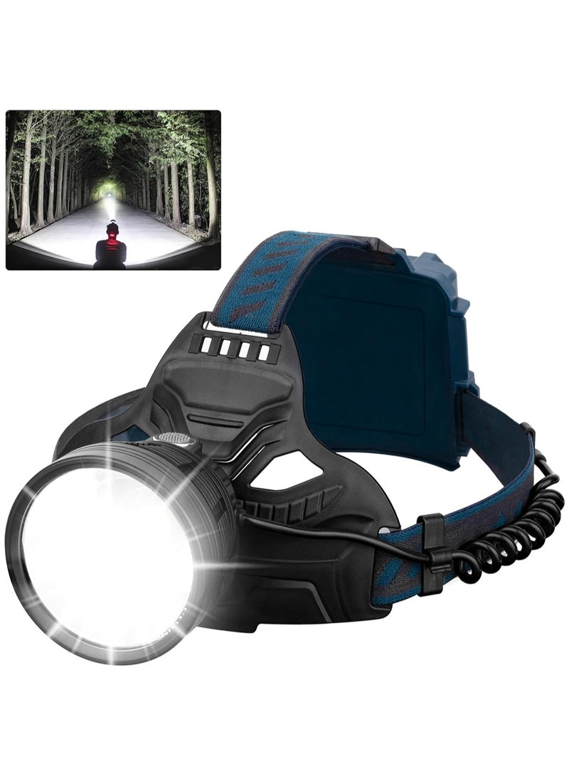 ارواق مصباح أمامي فائق السطوع بقوة 90000 لومن مع 4 أوضاع قابلة للتعديل بزاوية 90 درجة ومقاوم للماء IPX5 ومصباح أمامي قابل لإعادة الشحن عبر USB للتخييم والجري والصيد وركوب الدراجات والتسلق والمشي لمسافات طويلة - Image 1