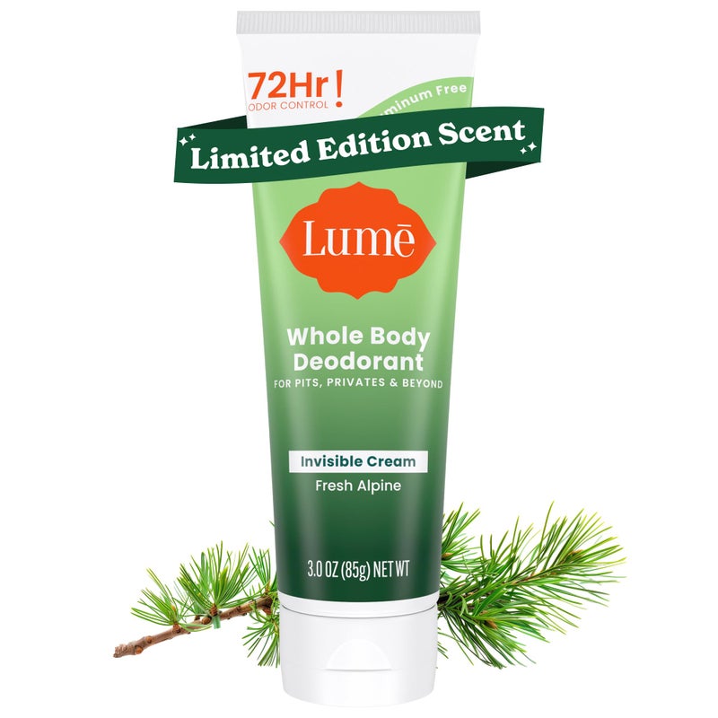 Lume Whole Body Deodorant - Invisible Cream Tube - 72 Hour Odor Control - Doctor Developed - Aluminum Free, Baking Soda Free and Skin Loving - 3.0 Ounce (Fresh Alpine) - Image 1