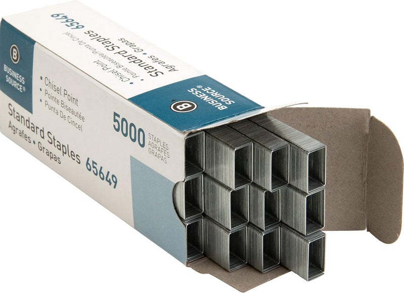 Business Source Chisel Point Standard Staples - Box of 5000 (65649), Silver - Image 3