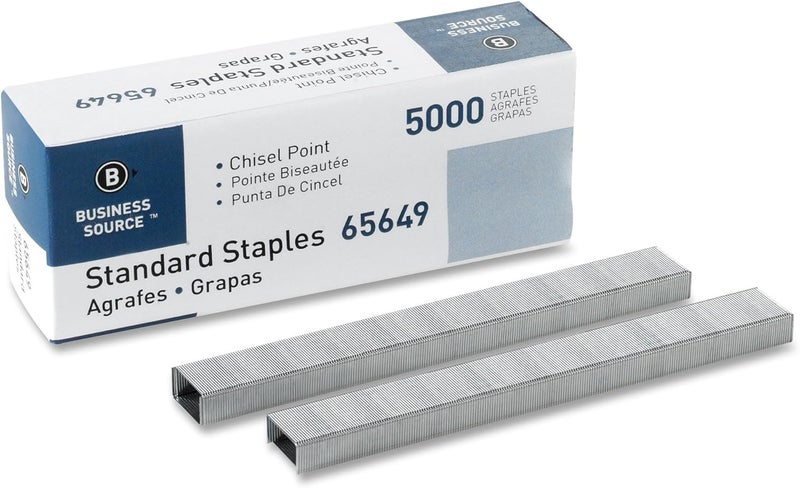 Business Source Chisel Point Standard Staples - Box of 5000 (65649), Silver - Image 1
