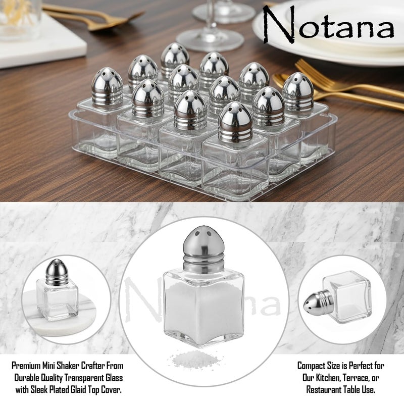 Notana Mini Glass Salt & Pepper Shakers Set with Metal Lids â€“ Durable Clear Glass Cube Design, Easy Refill, Perfect for Restaurant Tables, Kitchen & Events â€“ Compact Refillable Shakers, 12 Pack - Image 4