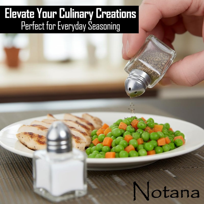 Notana Mini Glass Salt & Pepper Shakers Set with Metal Lids â€“ Durable Clear Glass Cube Design, Easy Refill, Perfect for Restaurant Tables, Kitchen & Events â€“ Compact Refillable Shakers, 12 Pack - Image 5
