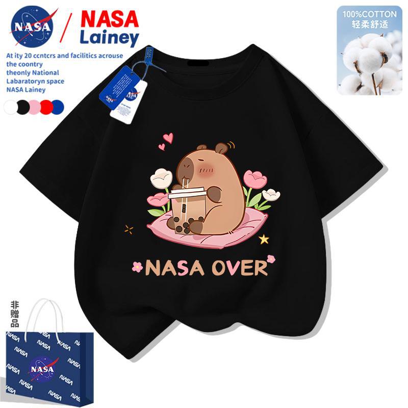 Nasa Kidsren'S Kapibara Short-Sleeved T-Shirt 2025 Style Cute Cotton Cartoon Tops For Boys And Girls - Image 1