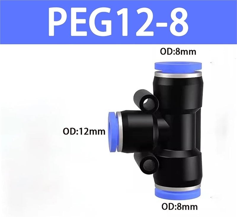 WPEG 12 8 Air Quick Connect Fittings Pneumatic Components 5 PCS - Image 3