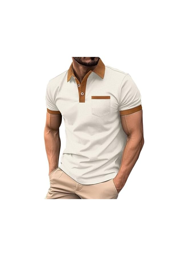 نيبمينينت قمصان بولو كاجوال للرجال بأسلوب كلاسيكي، بأزرار، قصيرة الأكمام، تي شيرتات ناعمة بتدرجات الألوان، ملابس أنيقة للجولف. - Image 2