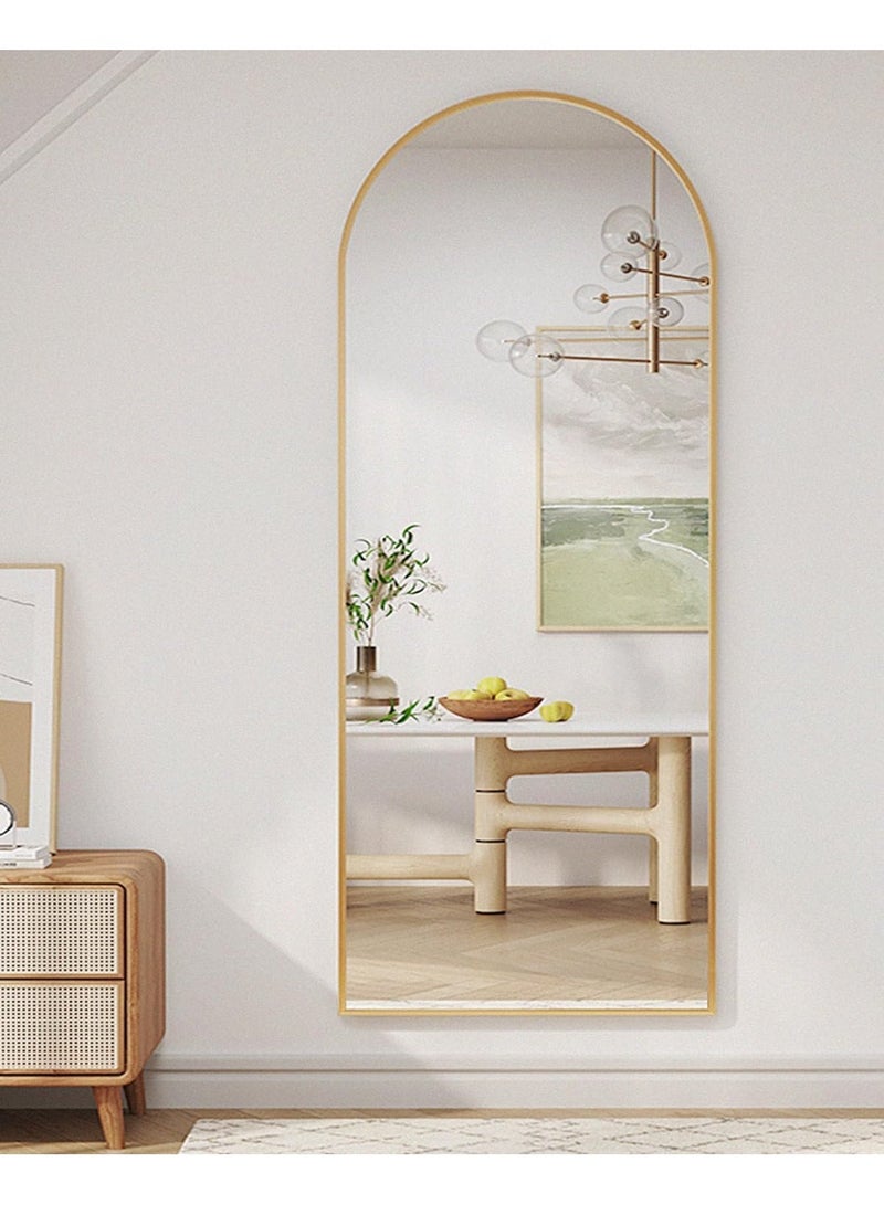 NAMA Anti Shock  frame Full length Mirror 160cm x55cm with metal stand and can be hanged on the wall Premium Curved Standing, with 1.6 cm Thick Aluminium Frame and Fixed Back Panel, Decorative Mirror for Living Room, Sleep, Dressing(gold) - Image 5