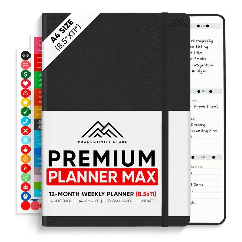 Undated 2025 Planner 85 x 11 The 1 Productivity Planner to Achieve Your 2025 Goals Planner 20252026 by PRODUCTIVITY STORE A4 BLACK