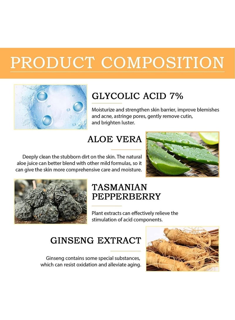 محلول تفتيح البشرة بحمض الجليكوليك 7% شفاف 240 مل - Image 3