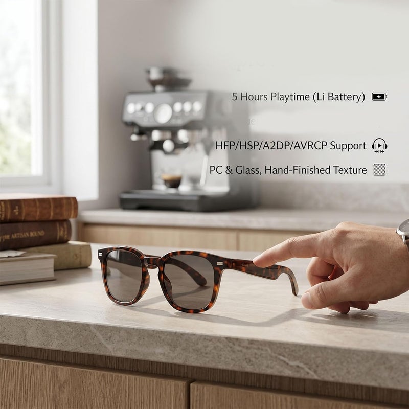 نظارات Zopsc الذكية الصوتية بتقنية Bluetooth 5.4 مع ميكروفونين مزدوجين ومكبرات صوت مفتوحة وتحكم باللمس للرياضة والسفر والقيادة والأعمال - Image 4