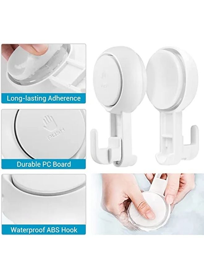 خطافات شفاطة ثقيلة البيضاء 2 قطعة خطافات استحمام مقاومة للماء قابلة للإزالة للمناشف وأردية الحمام والمطبخ - Image 4