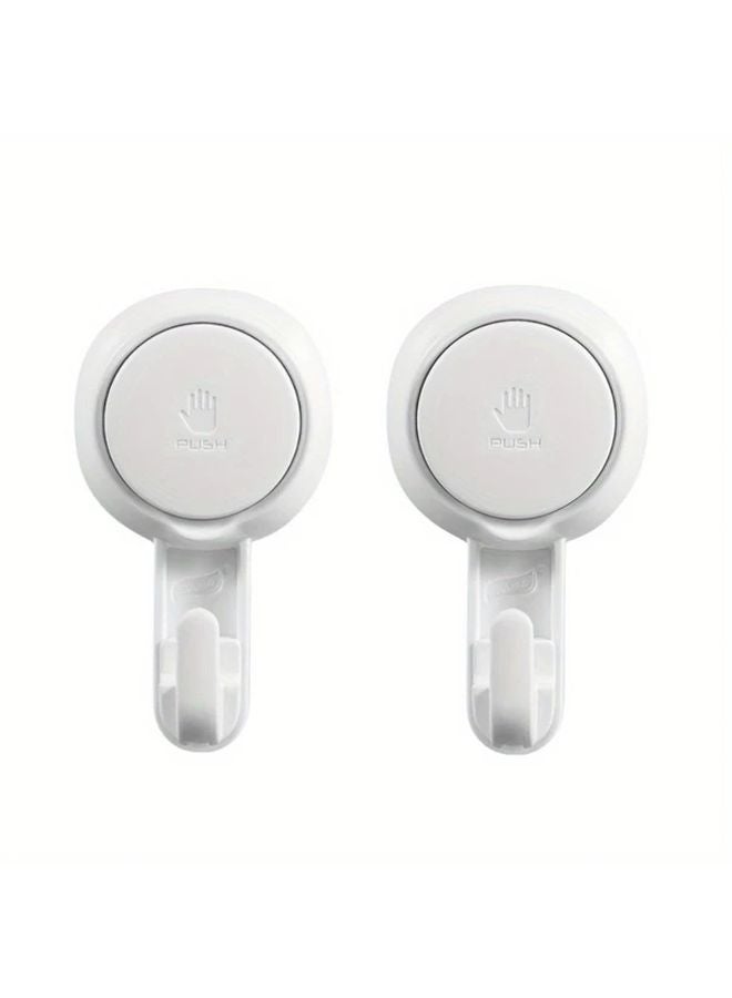 خطافات شفاطة ثقيلة البيضاء 2 قطعة خطافات استحمام مقاومة للماء قابلة للإزالة للمناشف وأردية الحمام والمطبخ - Image 1