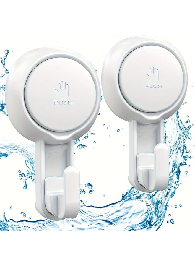 خطافات شفاطة ثقيلة البيضاء 2 قطعة خطافات استحمام مقاومة للماء قابلة للإزالة للمناشف وأردية الحمام والمطبخ - Image 2