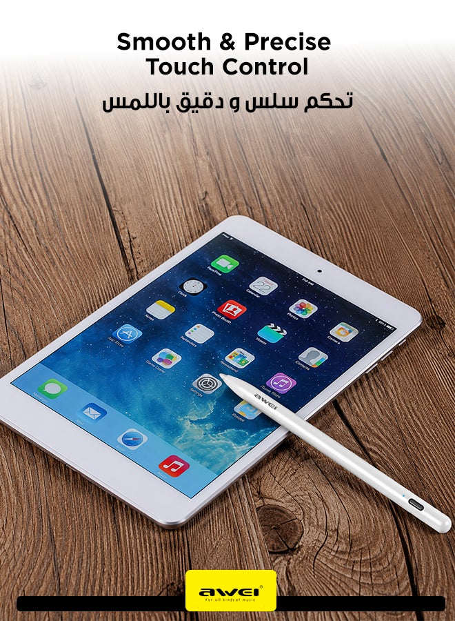 أوي Rechargeable Stylus Pen for Smartphones, Tablets & Educational Devices - Type-C Charging, Magnetic Attachment, High Precision Writing & Drawing, Compatible with Most Capacitive Touch Screens white - Image 5