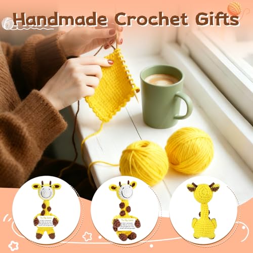 DAFURIET Handmade Positive Crochet Animals Gifts for Her/Him/Women/Men, To My Love Emotional Stuffed Giraffe Thank You Present Gift for Anniversary, Weeding, Christmas, Valentines, Birthday and Special days - Image 3