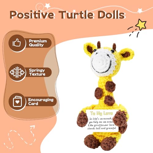 DAFURIET Handmade Positive Crochet Animals Gifts for Her/Him/Women/Men, To My Love Emotional Stuffed Giraffe Thank You Present Gift for Anniversary, Weeding, Christmas, Valentines, Birthday and Special days - Image 4