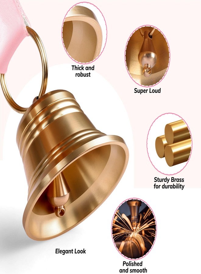 FOLKSMATE Leather Dog Door Bells for Potty Training, Big Brass Puppy Dog Door Bells Extra Loud for Dogs Training, Housebreaking, Door Knob, Dog Bell to Ring to Go Outside Puppy Pet Supplies Pink - Image 5