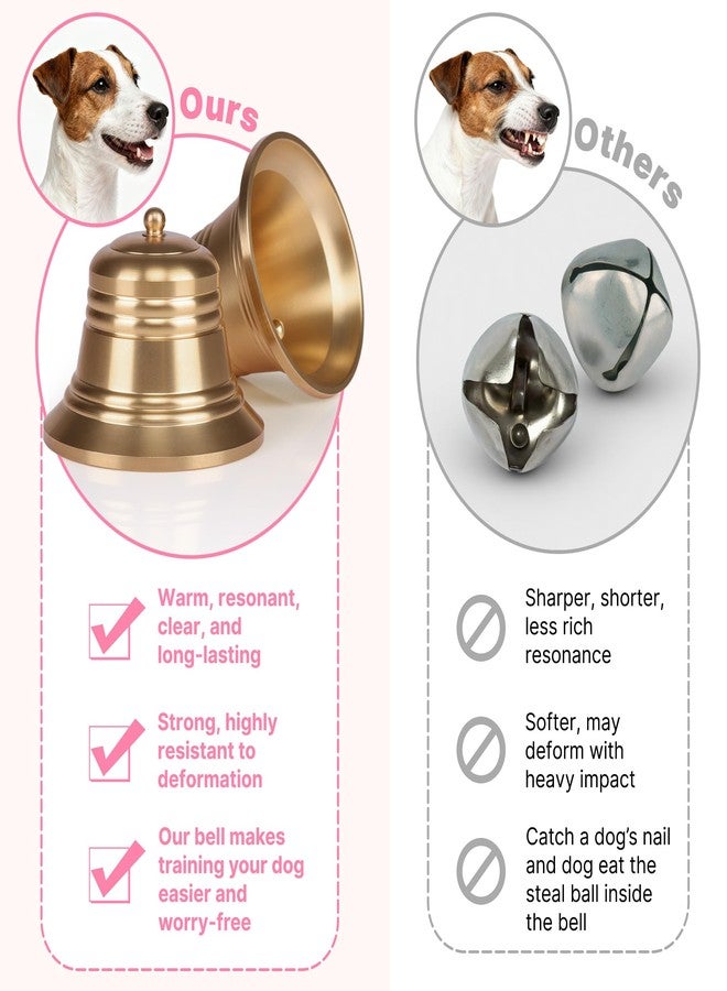 FOLKSMATE Leather Dog Door Bells for Potty Training, Big Brass Puppy Dog Door Bells Extra Loud for Dogs Training, Housebreaking, Door Knob, Dog Bell to Ring to Go Outside Puppy Pet Supplies Pink - Image 4