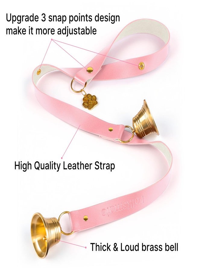 FOLKSMATE Leather Dog Door Bells for Potty Training, Big Brass Puppy Dog Door Bells Extra Loud for Dogs Training, Housebreaking, Door Knob, Dog Bell to Ring to Go Outside Puppy Pet Supplies Pink - Image 3