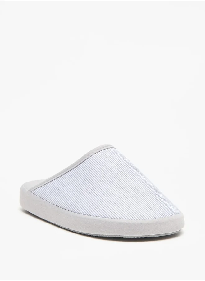 DUCHINI Duchini Men's Striped Slip-On Bedroom Mules