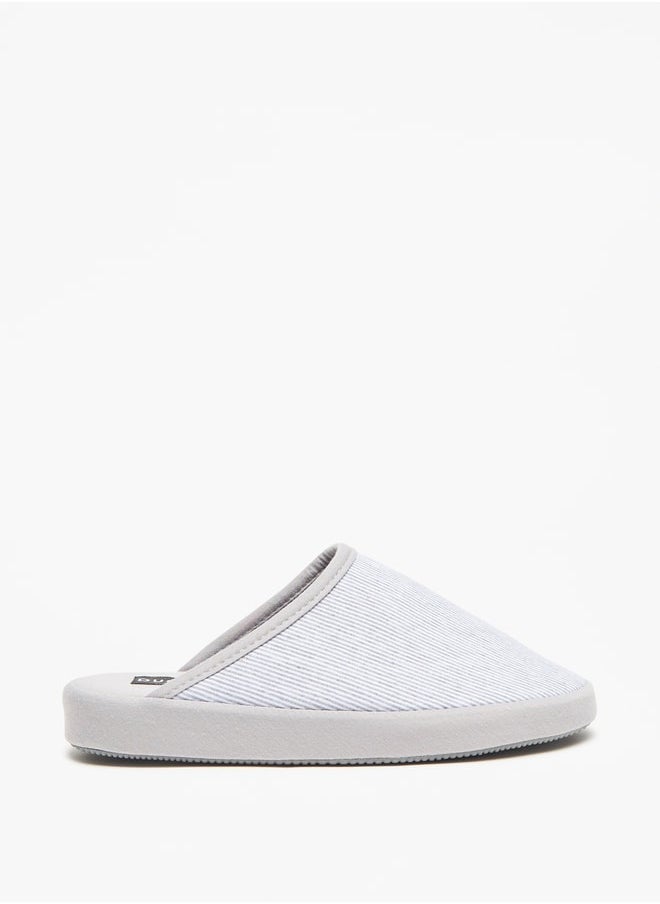 DUCHINI Duchini Men's Striped Slip-On Bedroom Mules  - Image 1