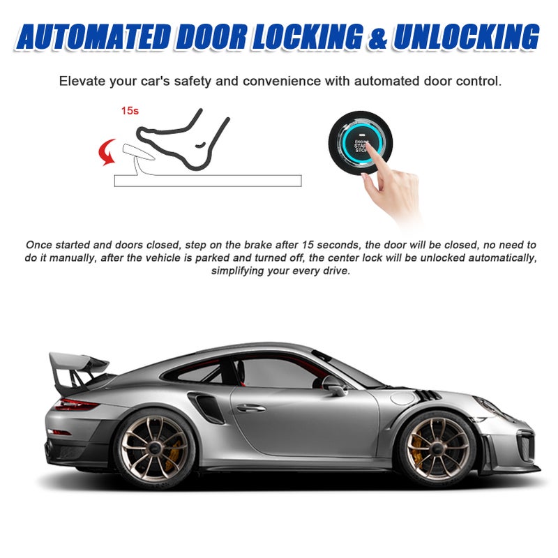 12V Car Anti-Theft Alarm Remote Starter System PKE Keyless Entry Central Lock Kit with 2 Remote Controller Push Button Starts/Stop - Image 2