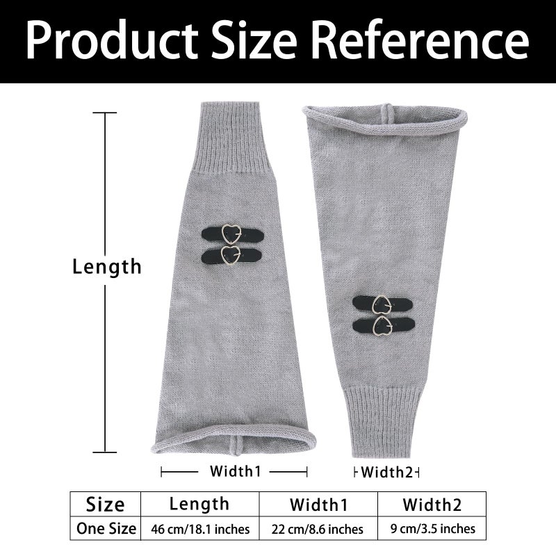 Junely Leg Warmers for Women Winter Kawaii Leg Warmer Cute Legwarmers with Adjustable Belt Buckle Japanese Socks Goth Emo Lolita Gyaru Gothic Harajuku Accessories Black Grey - Image 5